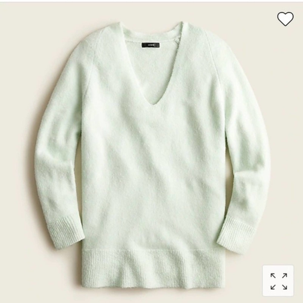 J. Crew Stretch-wool V-neck tunic sweater in Mint Green Size Small BB400